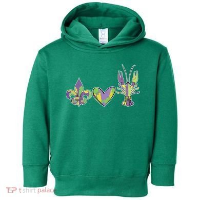Mardi Gras Heart Crawfish Celebration Toddler Hoodie