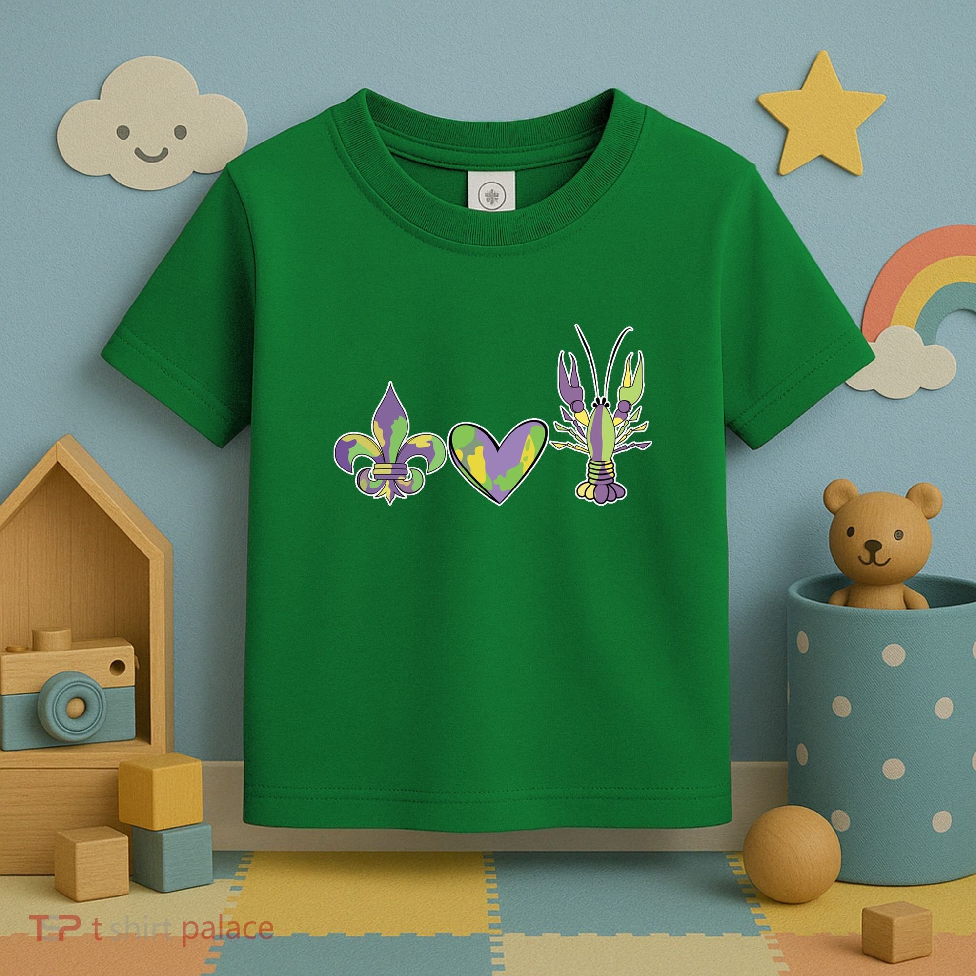 Mardi Gras Heart Crawfish Celebration Toddler T-Shirt