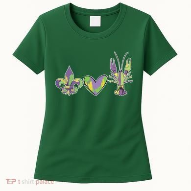 Mardi Gras Heart Crawfish Celebration Women's T-Shirt