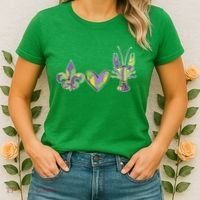 Mardi Gras Heart Crawfish Celebration Women's T-Shirt thumb 2