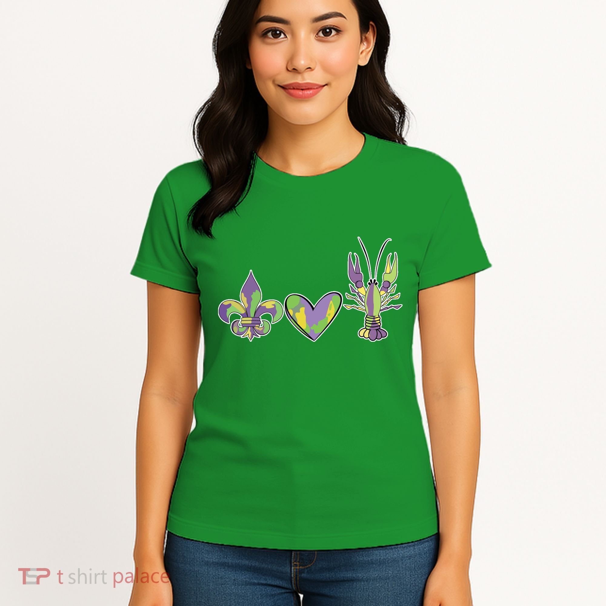Mardi Gras Heart Crawfish Celebration Women's T-Shirt