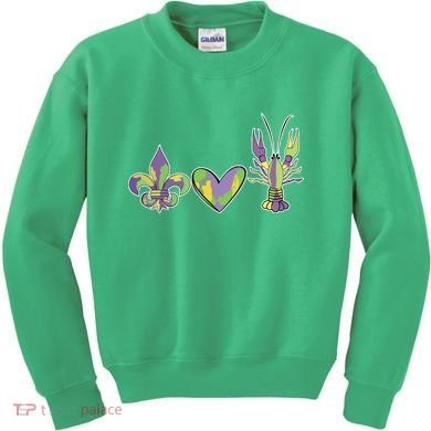 Mardi Gras Heart Crawfish Celebration Kids Sweatshirt