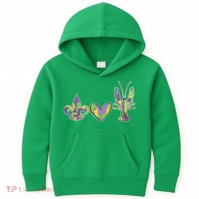 Mardi Gras Heart Crawfish Celebration Kids Hoodie