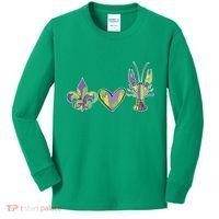 Mardi Gras Heart Crawfish Celebration Kids Long Sleeve Shirt thumb 0