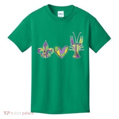 Mardi Gras Heart Crawfish Celebration Kids T-Shirt
