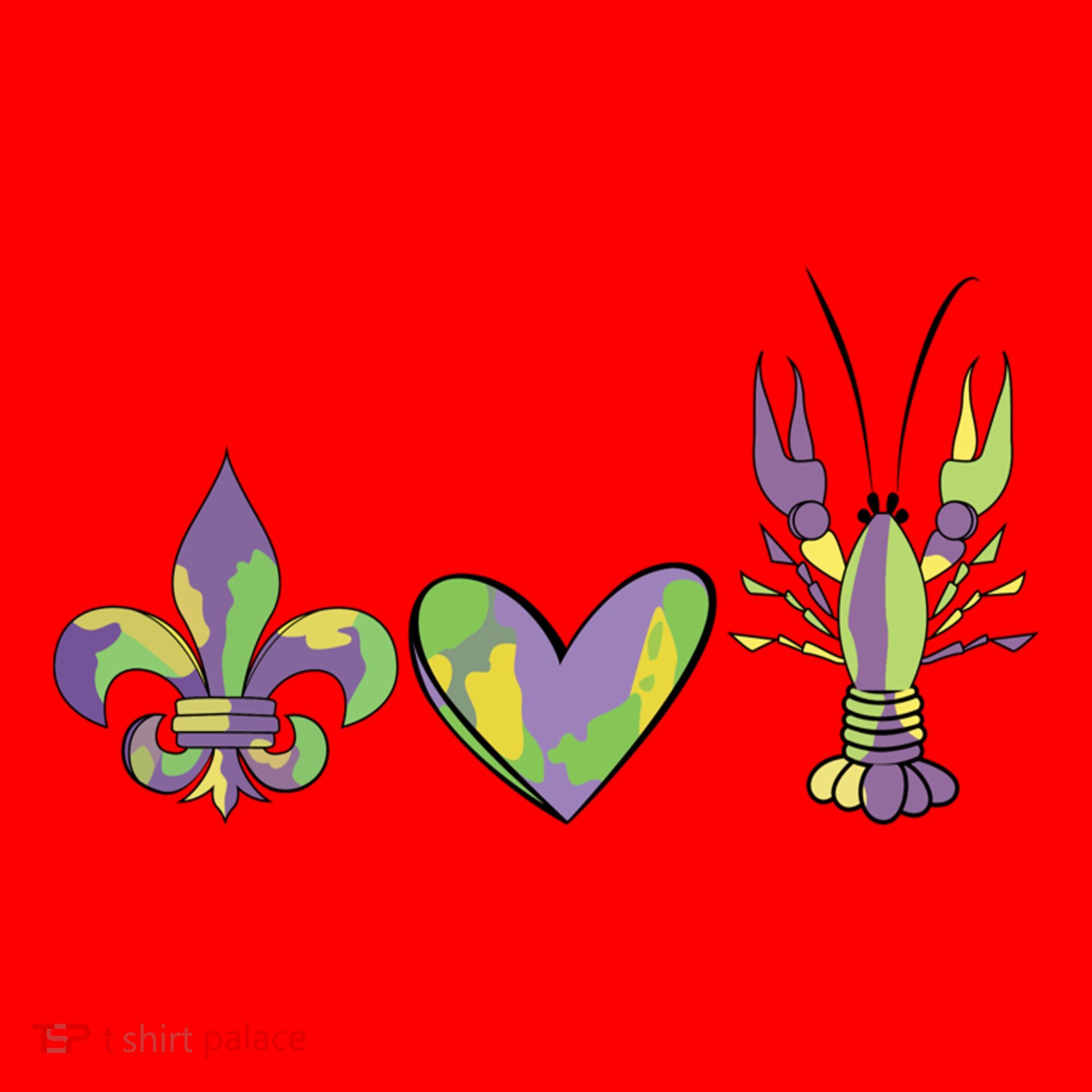 Mardi Gras Heart Crawfish Celebration Santa Hat