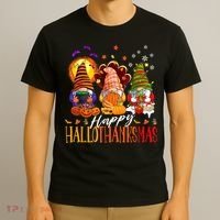 My Gnomies Happy Hallothanksmas Cute Gnomes Family Garden T-Shirt thumb 3