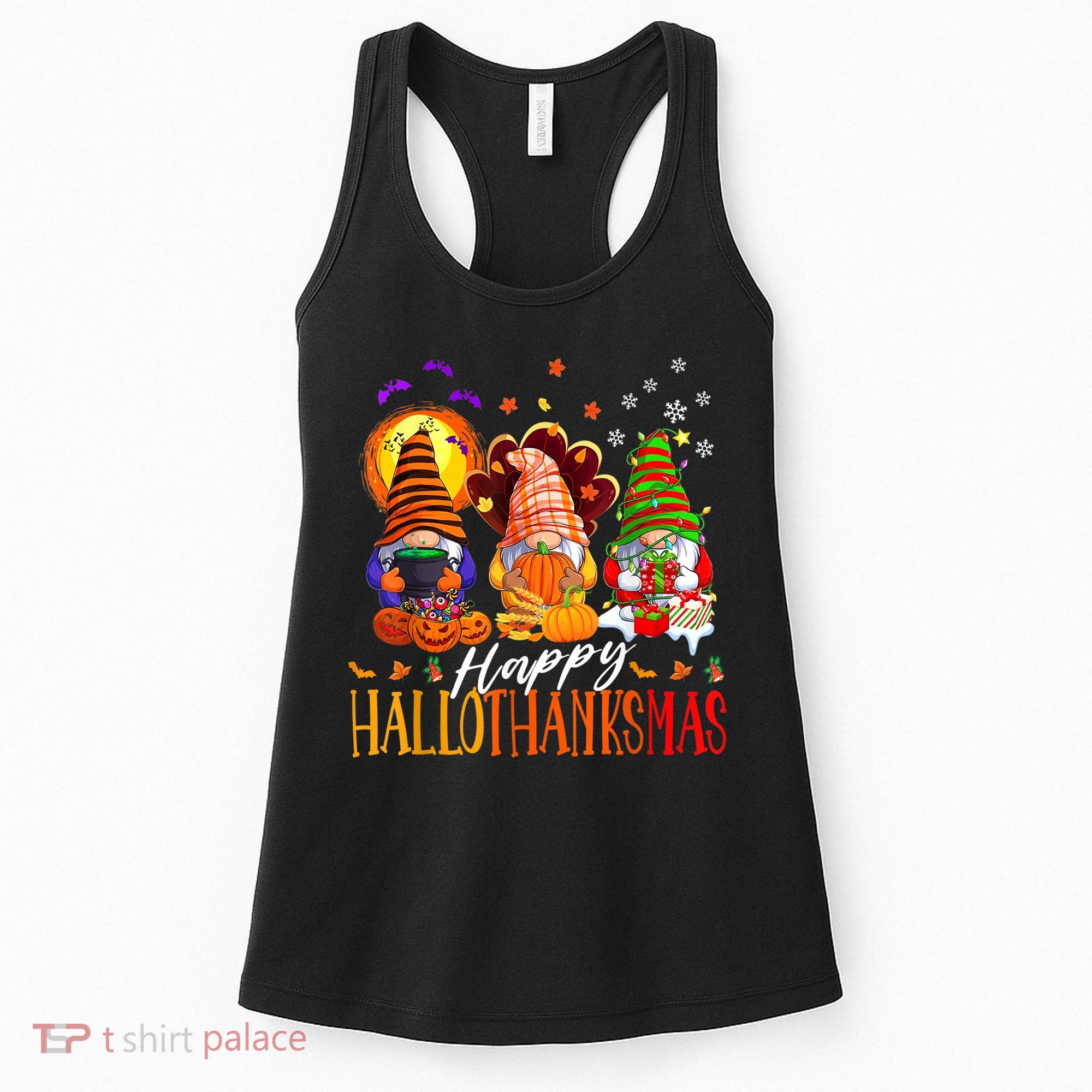 My Gnomies Happy Hallothanksmas Cute Gnomes Family Garden Women's Tank Top