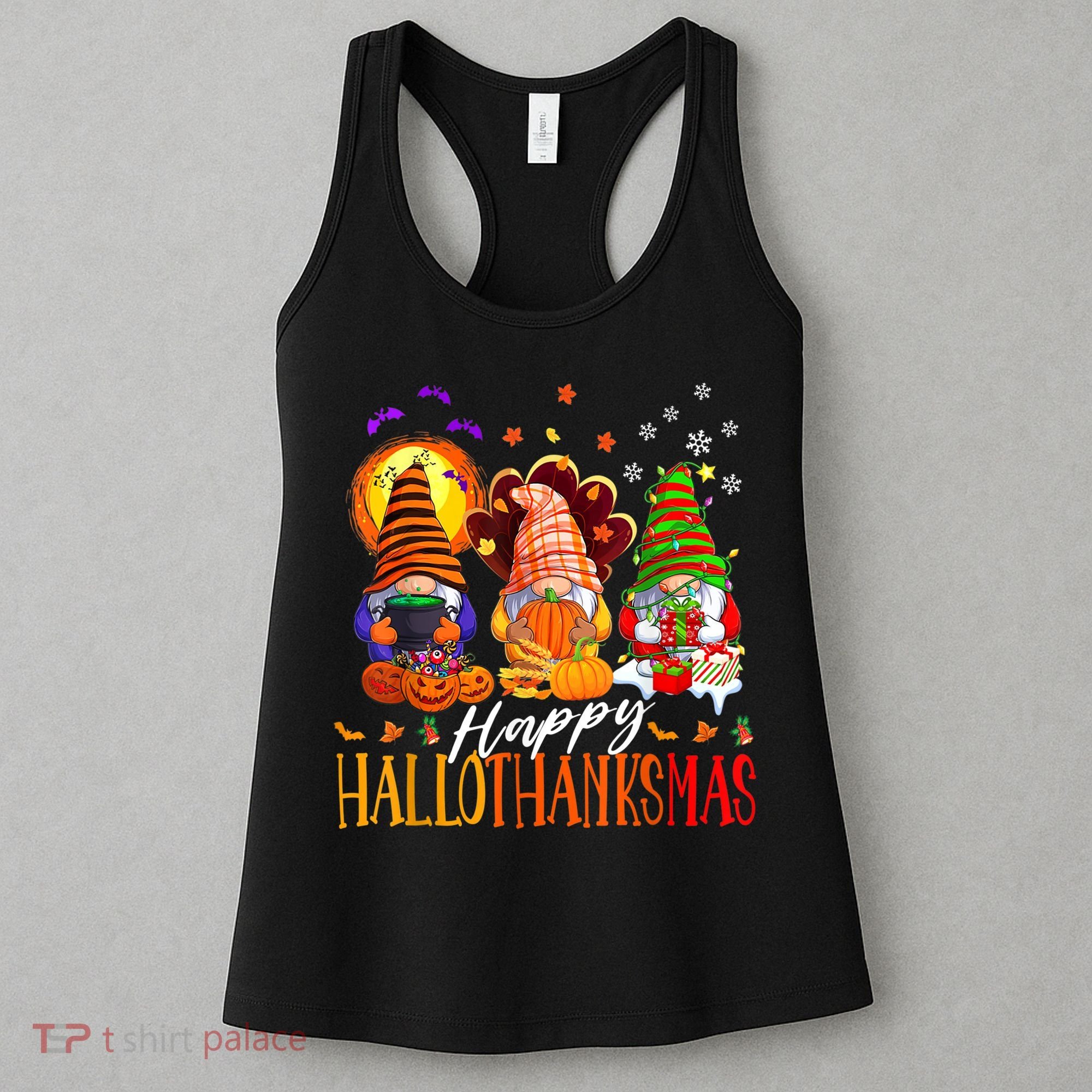 My Gnomies Happy Hallothanksmas Cute Gnomes Family Garden Women's Tank Top