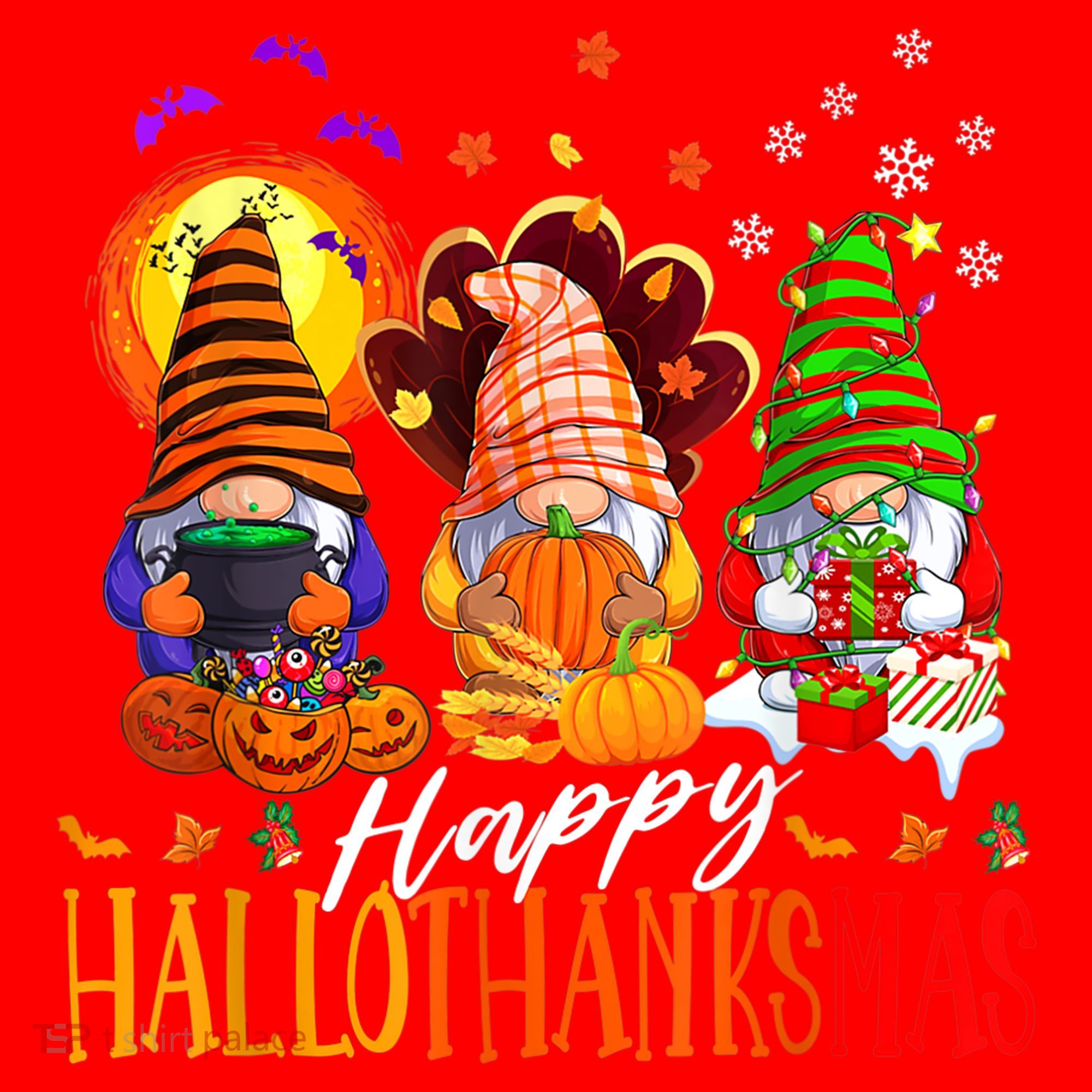 My Gnomies Happy Hallothanksmas Cute Gnomes Family Garden Santa Hat