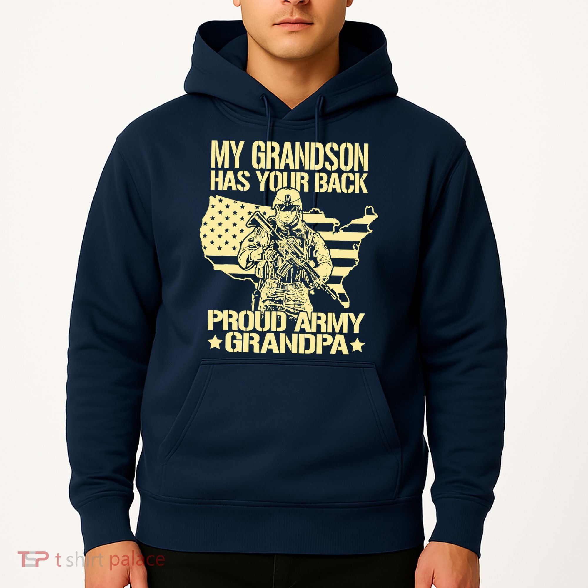 My Grandson Has Your Back Proud Army Grandpa Gift Hoodie