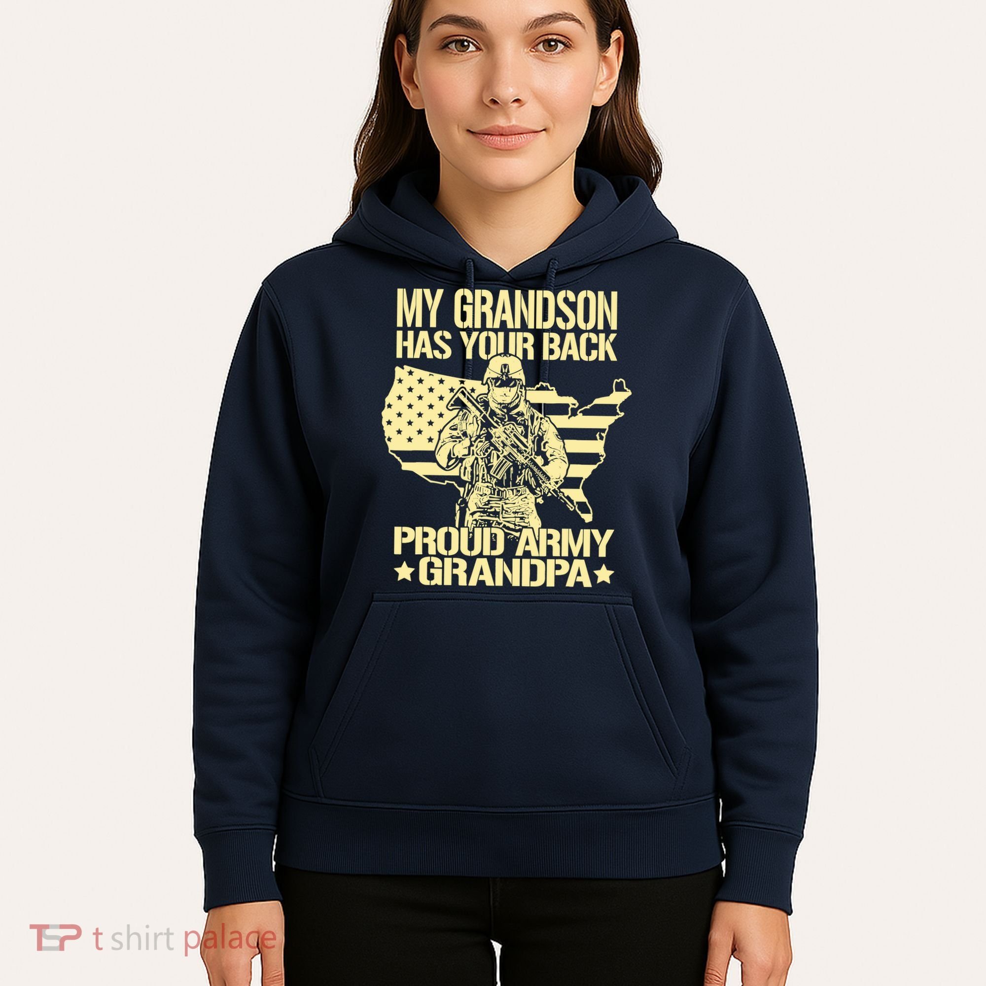 My Grandson Has Your Back Proud Army Grandpa Gift Hoodie