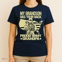 My Grandson Has Your Back Proud Army Grandpa Gift T-Shirt thumb 4