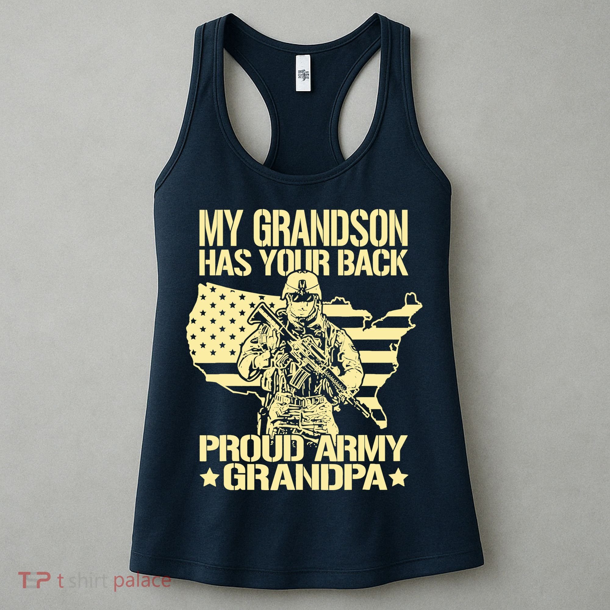 My Grandson Has Your Back Proud Army Grandpa Gift Women's Tank Top