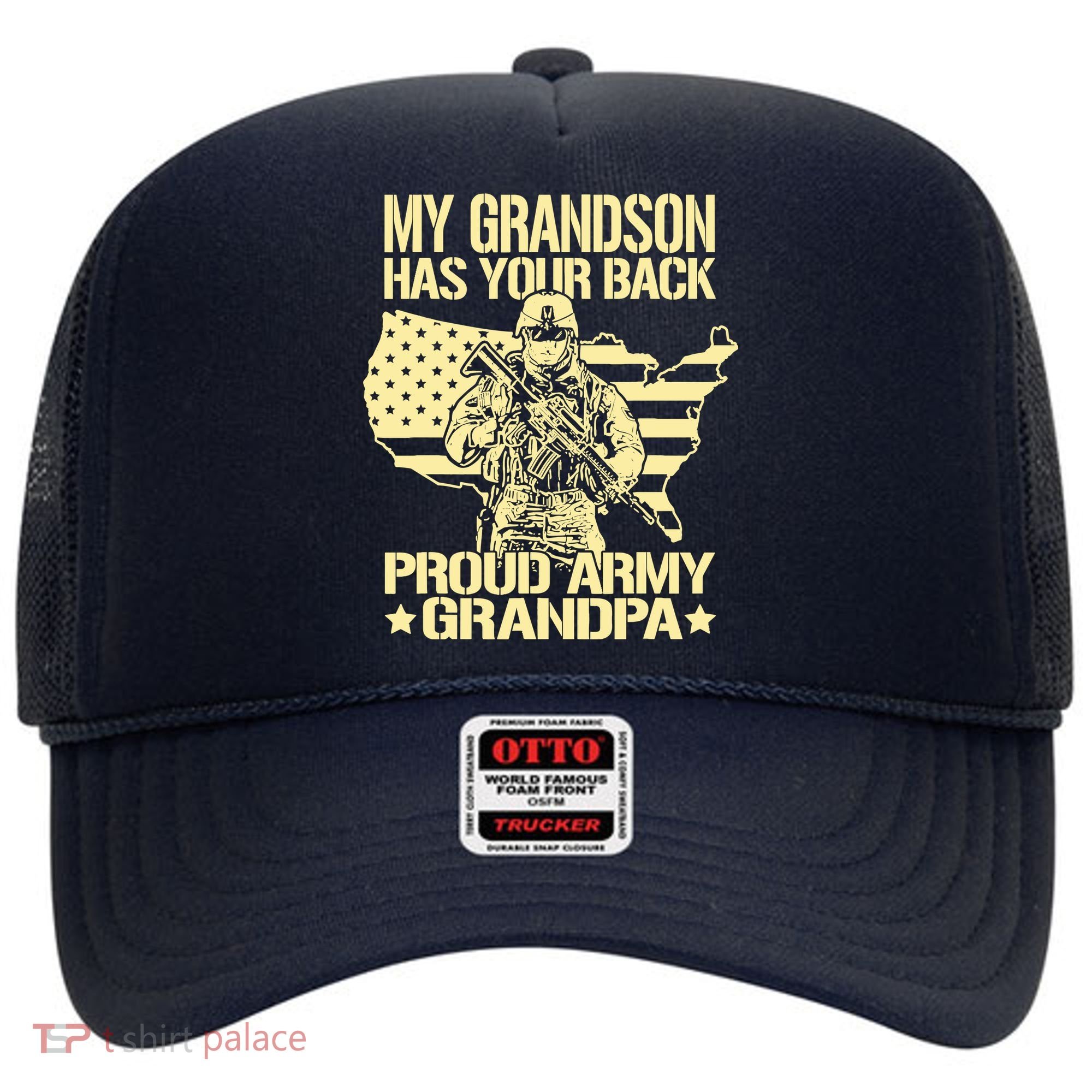 My Grandson Has Your Back Proud Army Grandpa Gift Hat