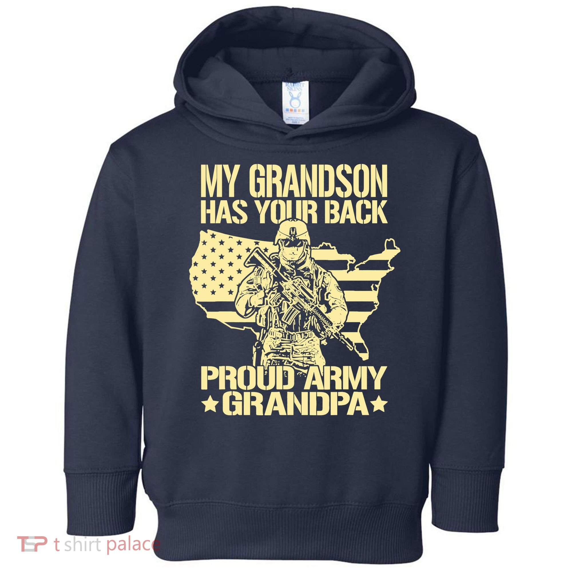 My Grandson Has Your Back Proud Army Grandpa Gift Toddler Hoodie