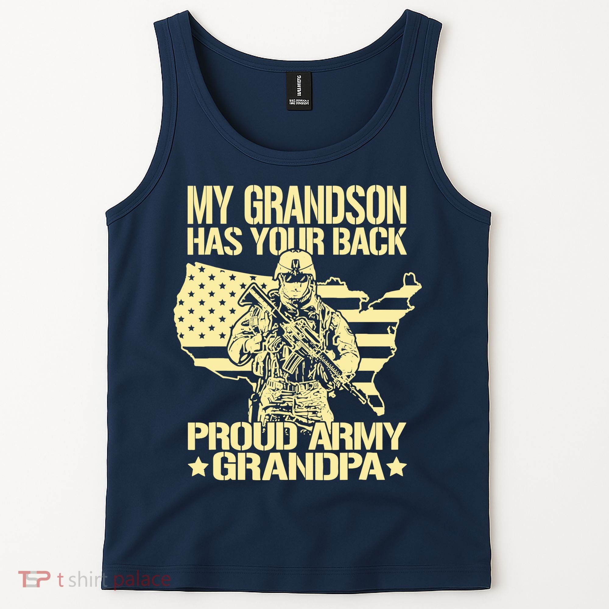 My Grandson Has Your Back Proud Army Grandpa Gift Tank Top
