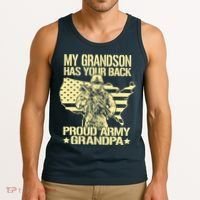 My Grandson Has Your Back Proud Army Grandpa Gift Tank Top thumb 3
