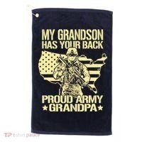 My Grandson Has Your Back Proud Army Grandpa Gift Golf Towel thumb 0