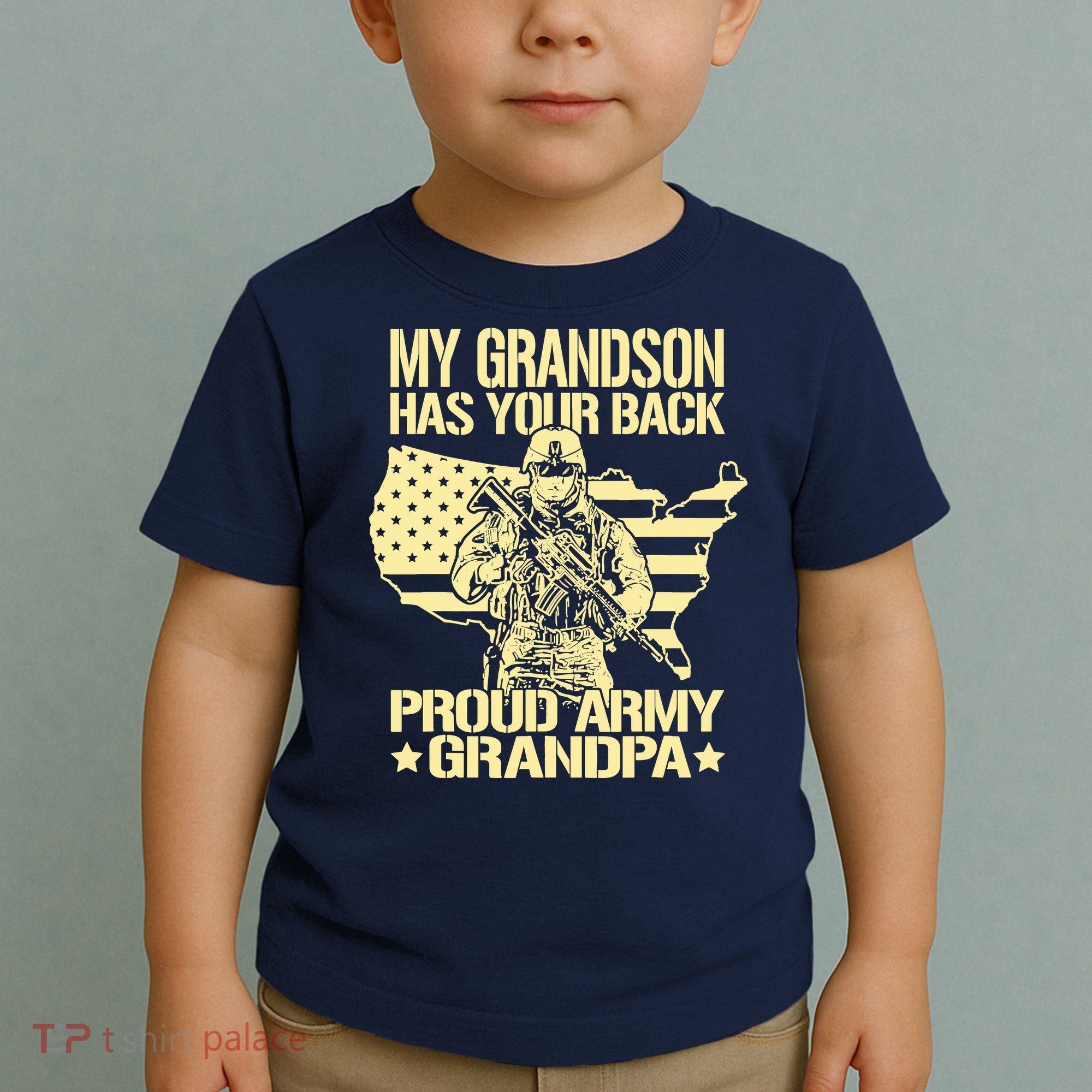 My Grandson Has Your Back Proud Army Grandpa Gift Toddler T-Shirt