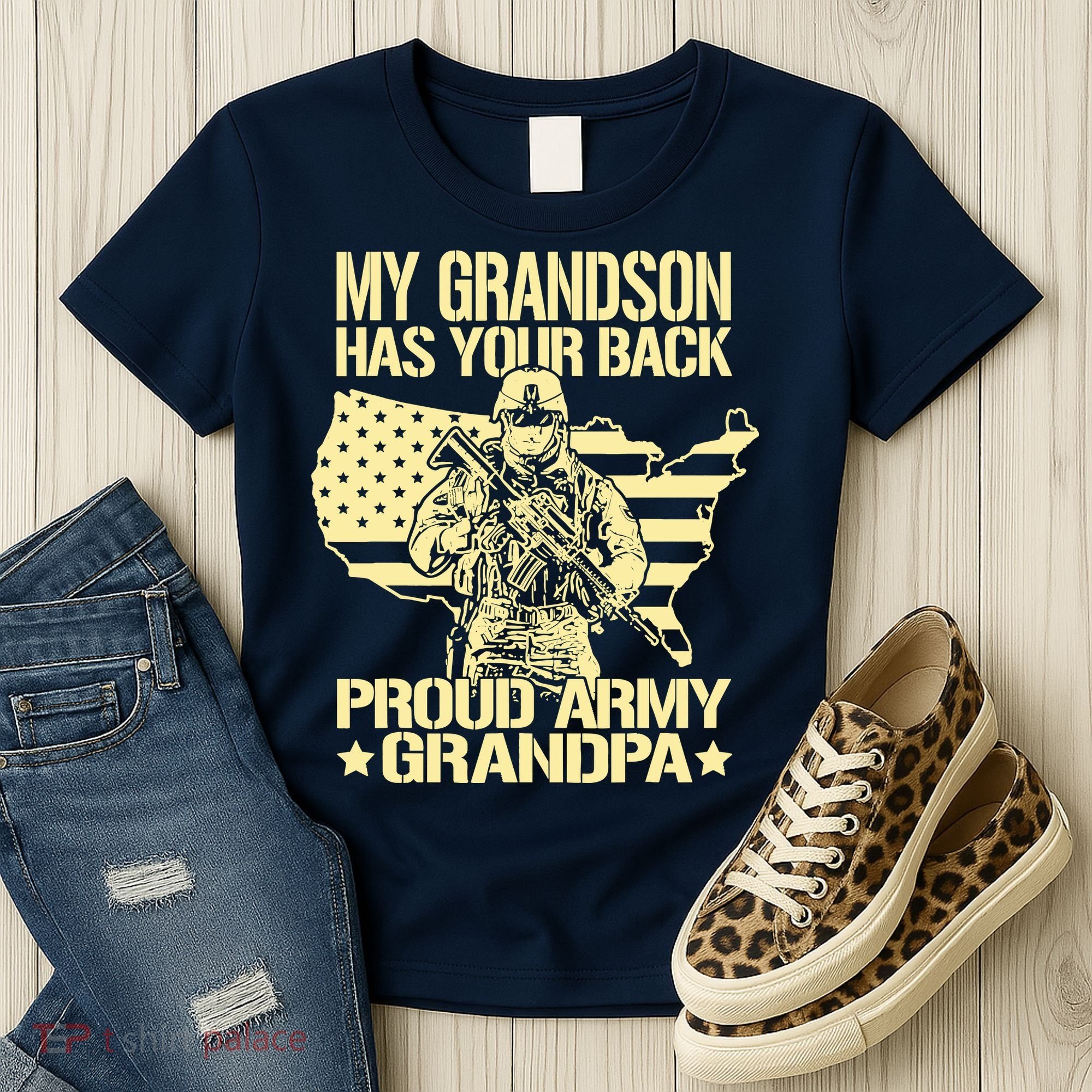 My Grandson Has Your Back Proud Army Grandpa Gift Women's T-Shirt