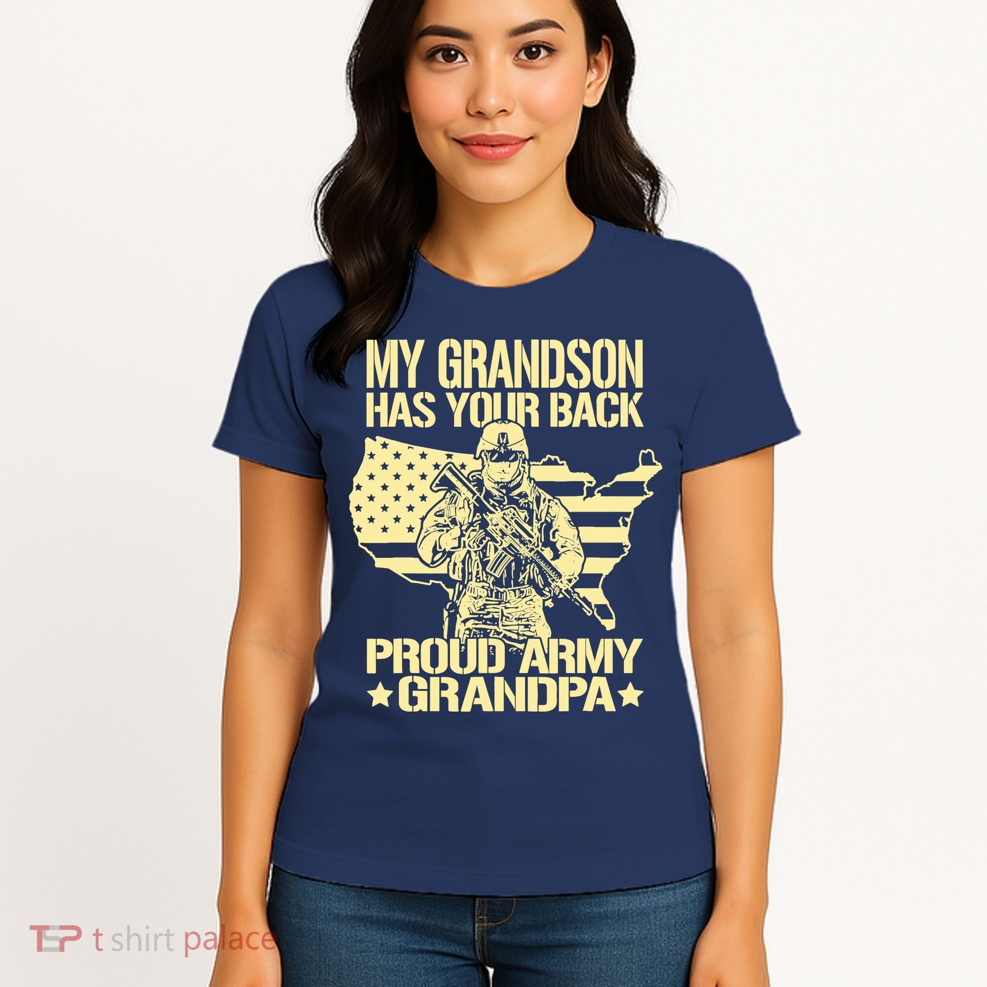 My Grandson Has Your Back Proud Army Grandpa Gift Women's T-Shirt