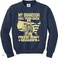 My Grandson Has Your Back Proud Army Grandpa Gift Kids Sweatshirt thumb 0