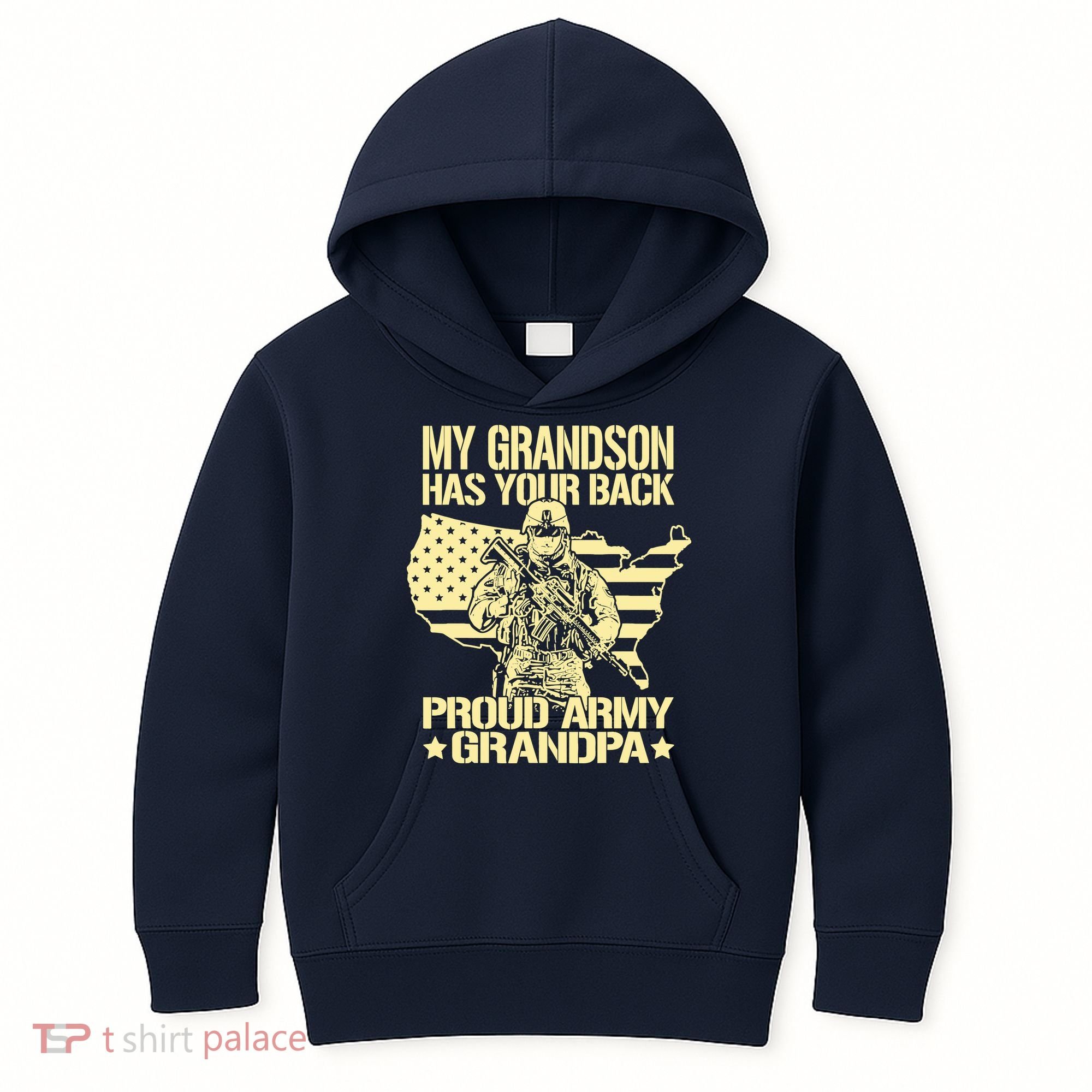 My Grandson Has Your Back Proud Army Grandpa Gift Kids Hoodie