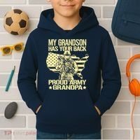 My Grandson Has Your Back Proud Army Grandpa Gift Kids Hoodie thumb 2