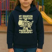 My Grandson Has Your Back Proud Army Grandpa Gift Kids Hoodie thumb 3