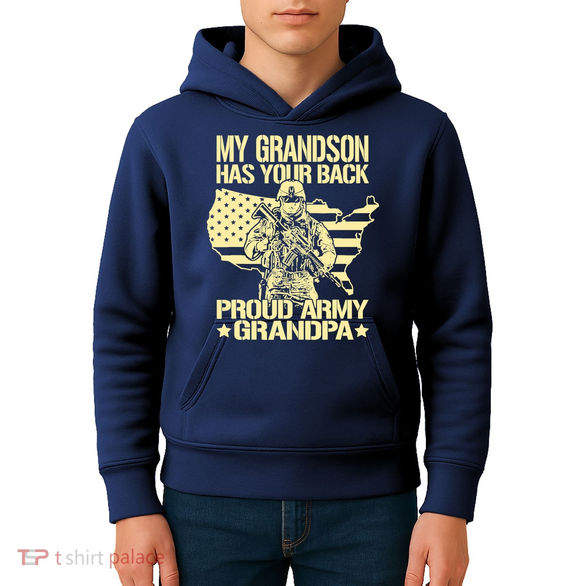 My Grandson Has Your Back Proud Army Grandpa Gift Kids Hoodie