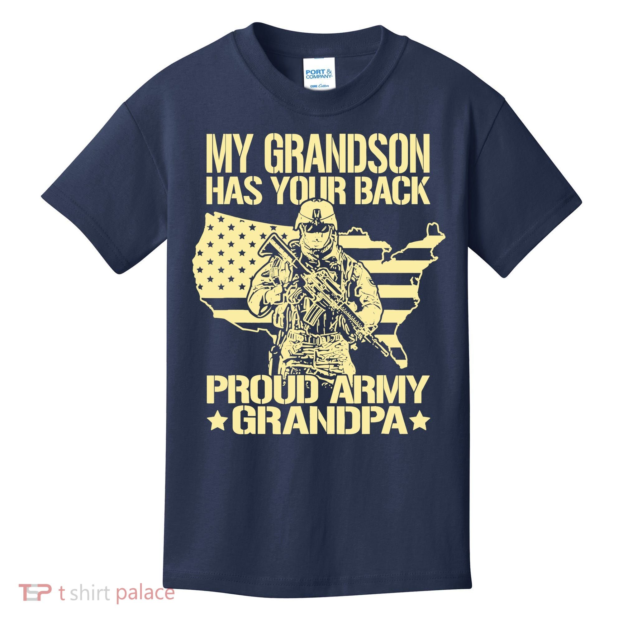 My Grandson Has Your Back Proud Army Grandpa Gift Kids T-Shirt