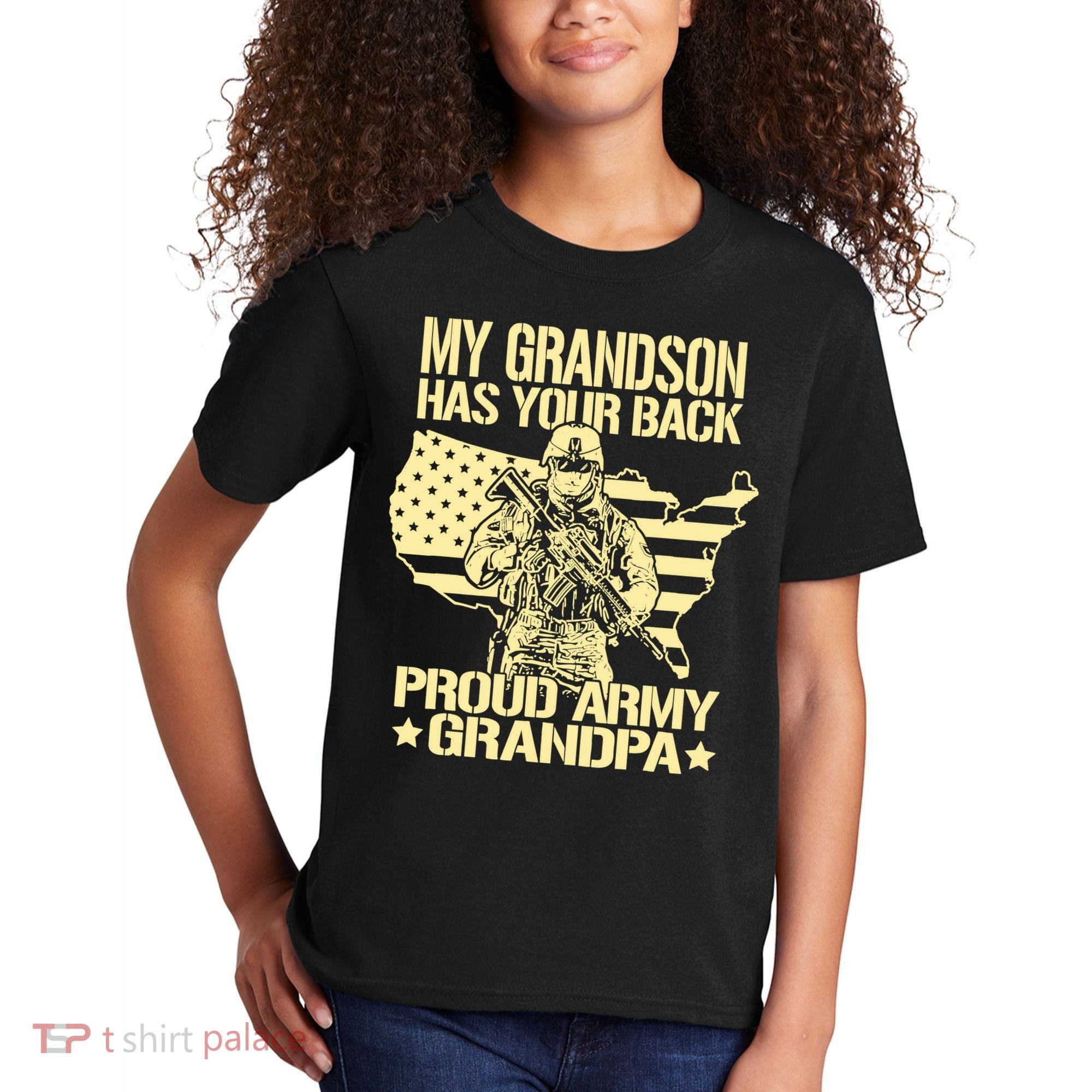 My Grandson Has Your Back Proud Army Grandpa Gift Kids T-Shirt