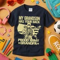 My Grandson Has Your Back Proud Army Grandpa Gift Kids T-Shirt thumb 3