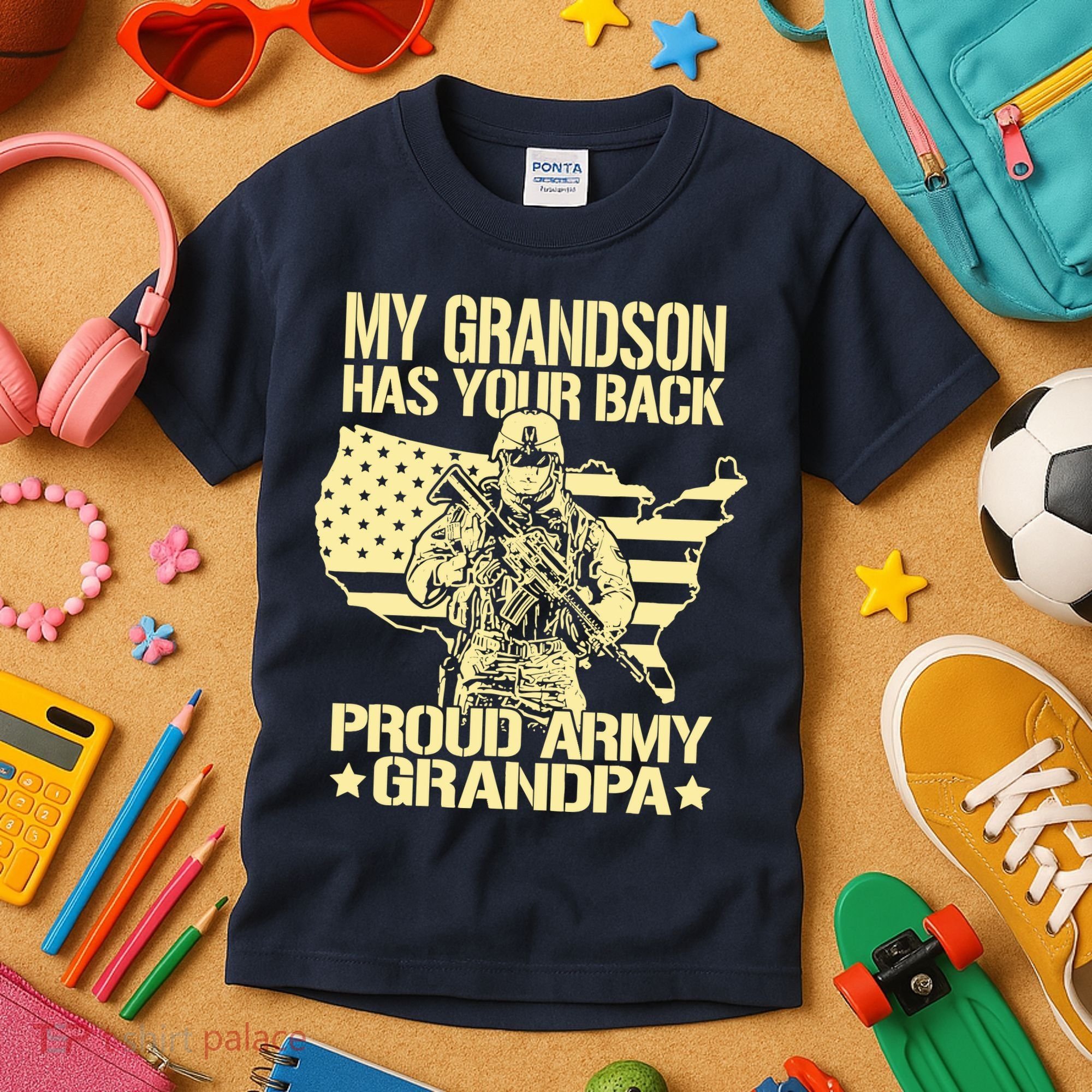 My Grandson Has Your Back Proud Army Grandpa Gift Kids T-Shirt