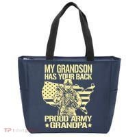 My Grandson Has Your Back Proud Army Grandpa Gift Tote Bag thumb 0