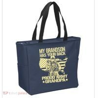 My Grandson Has Your Back Proud Army Grandpa Gift Tote Bag thumb 2