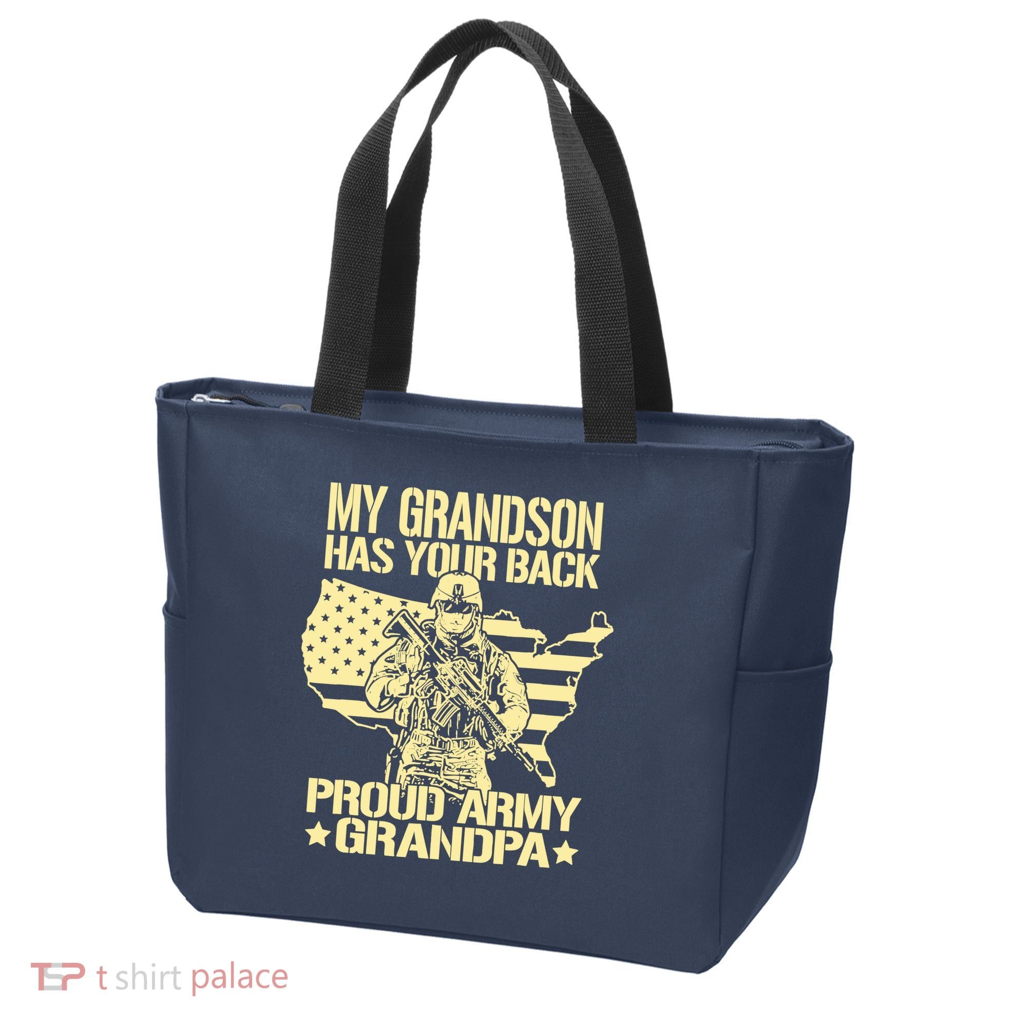 My Grandson Has Your Back Proud Army Grandpa Gift Tote Bag