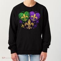 Mardi Gras Heart Fleur De Lis Symbol Carnival Women Women's Sweatshirt thumb 0