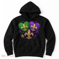 Mardi Gras Heart Fleur De Lis Symbol Carnival Women Hoodie thumb 0