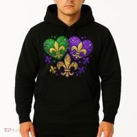 Mardi Gras Heart Fleur De Lis Symbol Carnival Women Hoodie thumb 2