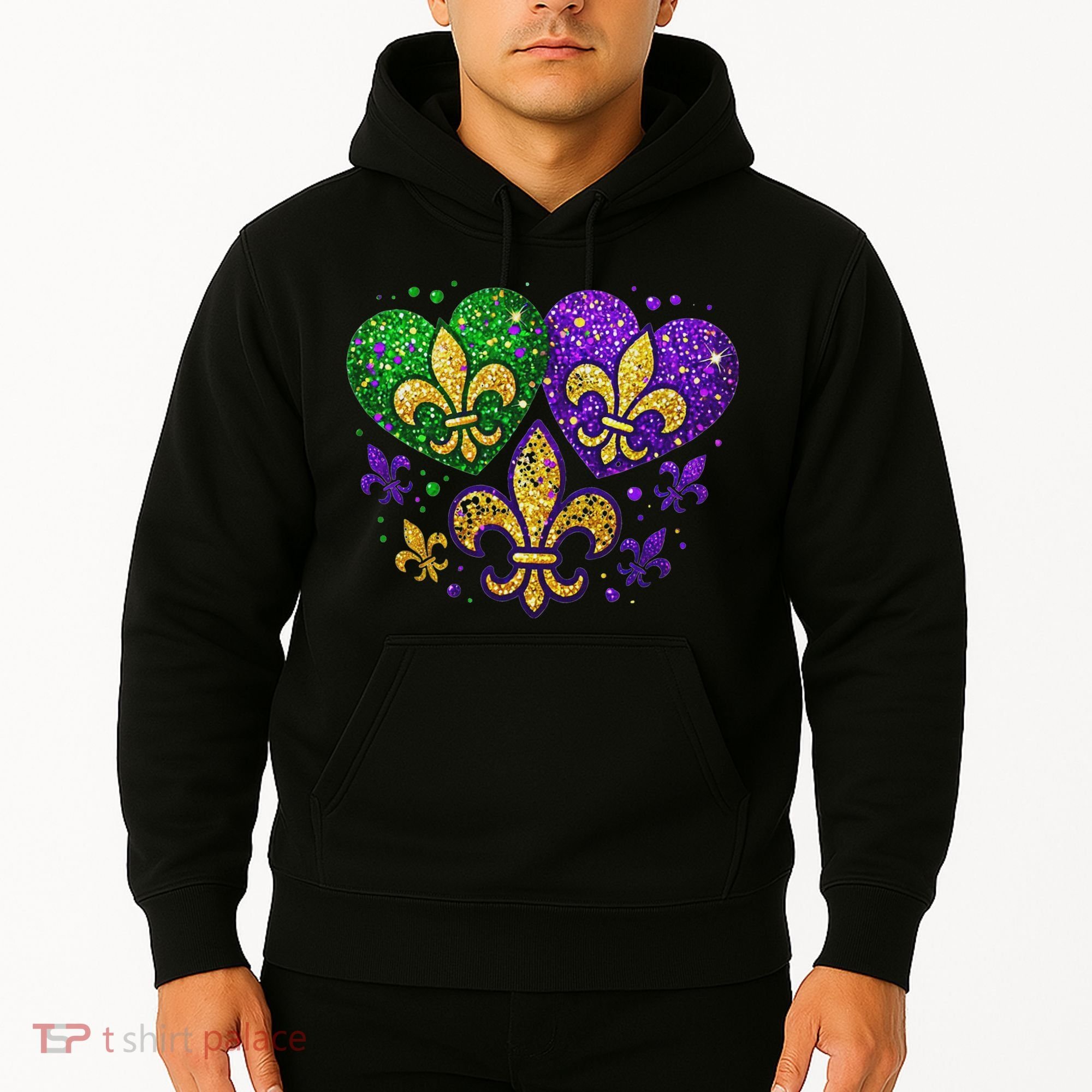 Mardi Gras Heart Fleur De Lis Symbol Carnival Women Hoodie