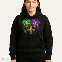 Mardi Gras Heart Fleur De Lis Symbol Carnival Women Hoodie thumb 5