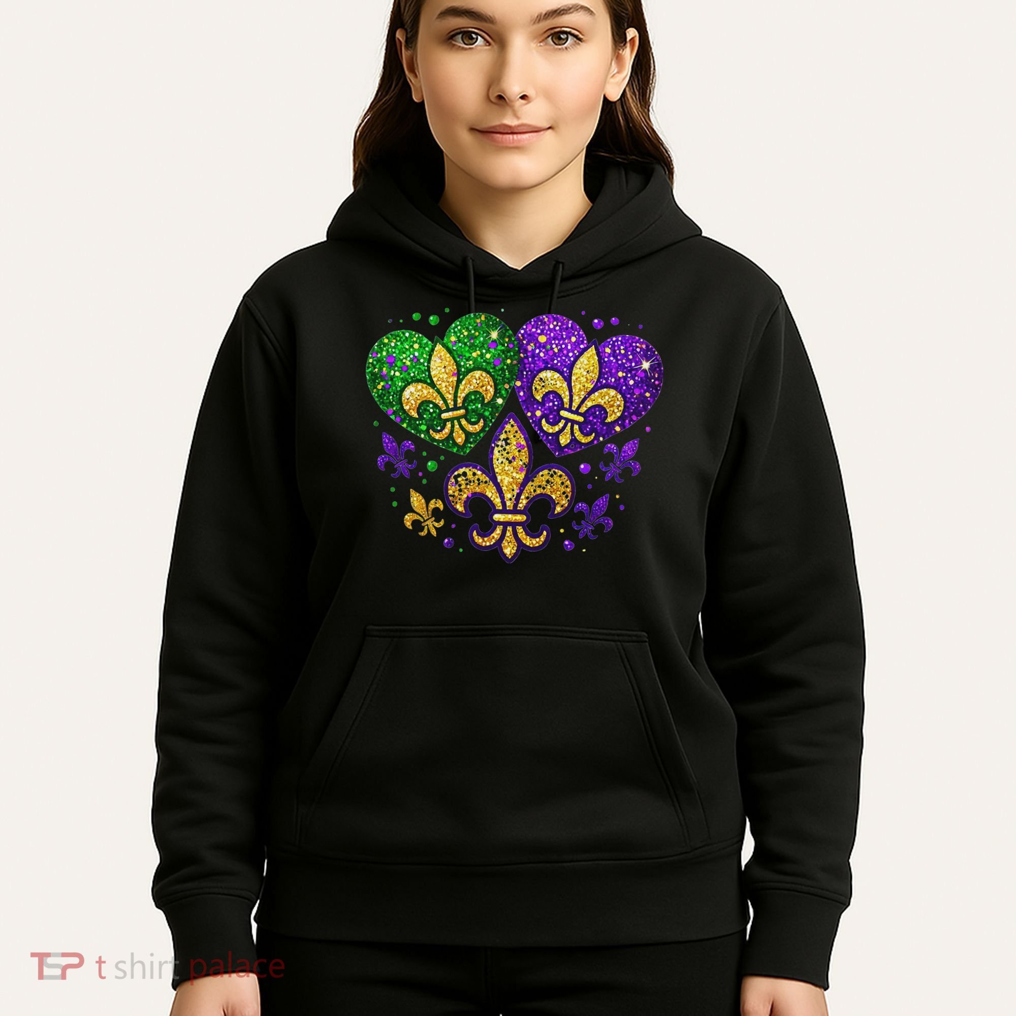 Mardi Gras Heart Fleur De Lis Symbol Carnival Women Hoodie