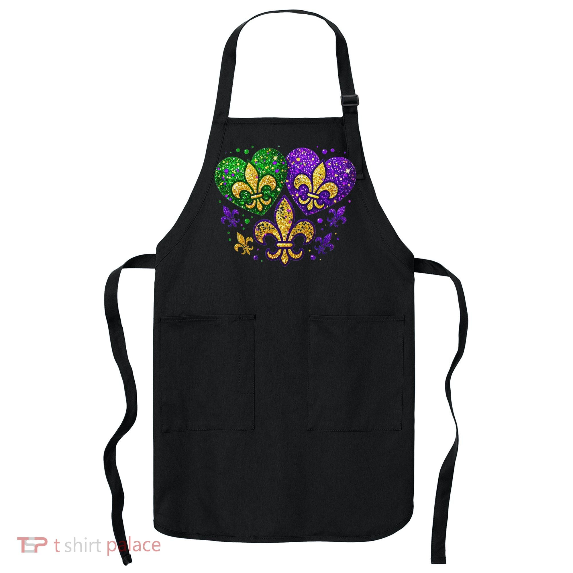 Mardi Gras Heart Fleur De Lis Symbol Carnival Women Apron