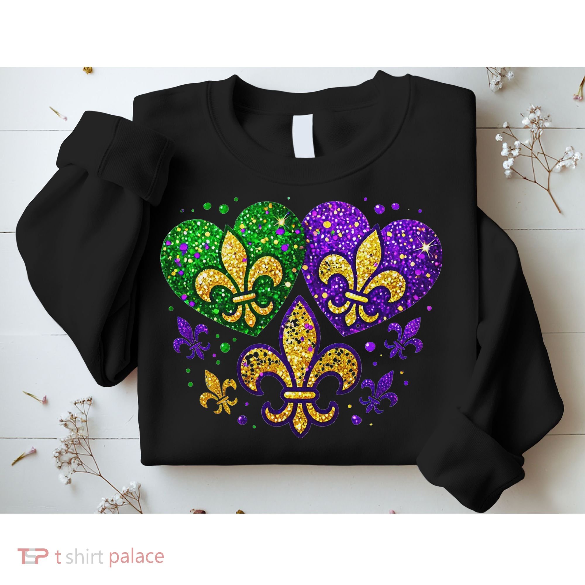 Mardi Gras Heart Fleur De Lis Symbol Carnival Women Sweatshirt