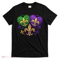 Mardi Gras Heart Fleur De Lis Symbol Carnival Women T-Shirt thumb 0