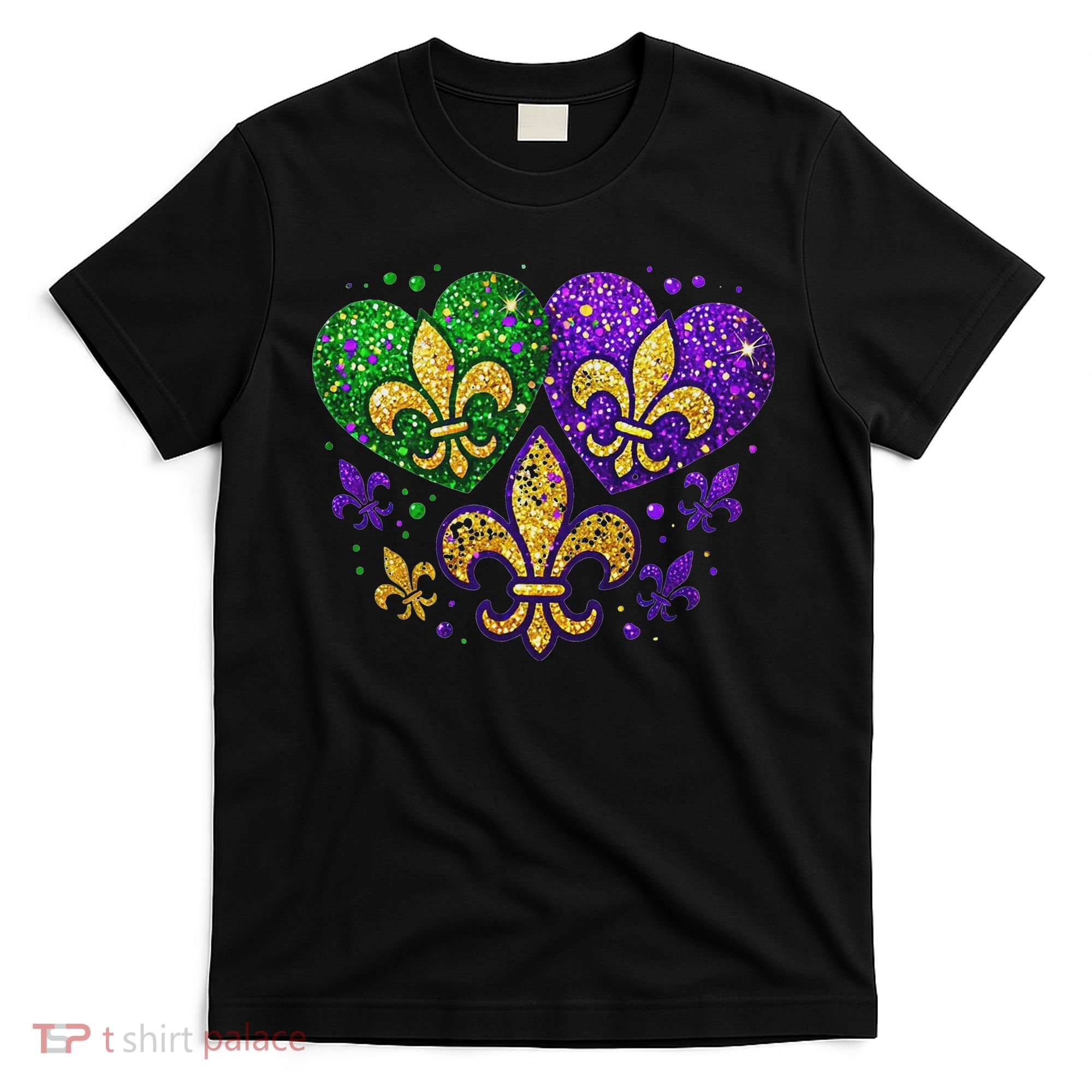Mardi Gras Heart Fleur De Lis Symbol Carnival Women T-Shirt