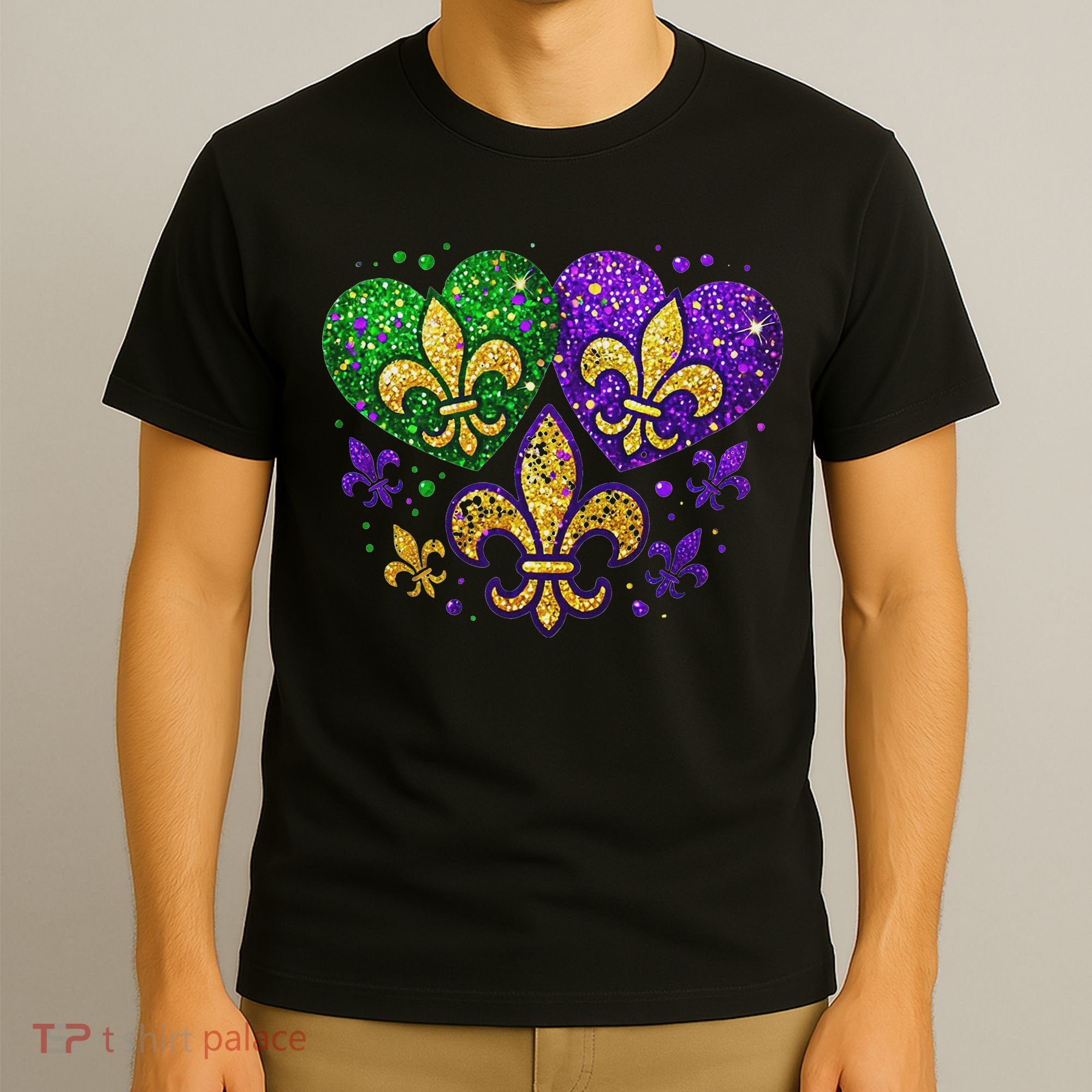 Mardi Gras Heart Fleur De Lis Symbol Carnival Women T-Shirt
