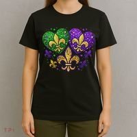 Mardi Gras Heart Fleur De Lis Symbol Carnival Women T-Shirt thumb 4